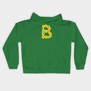 Sunflowers Initial Letter B (Black Background) Kids Hoodie